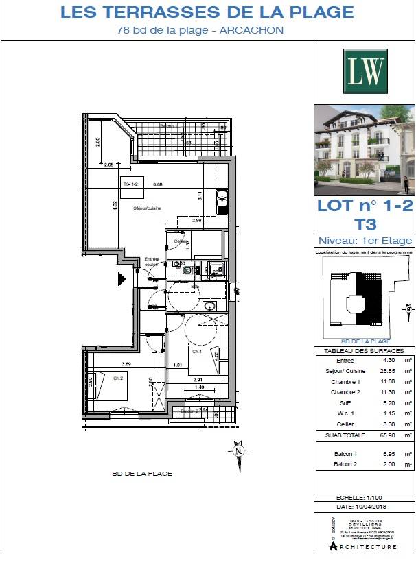 Acheter un appartement T3 neuf avec parking et balcons dans une petite résidence à Arcachon